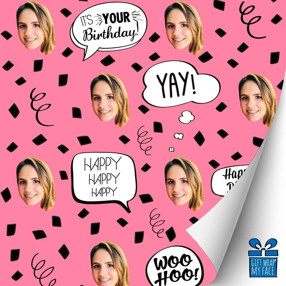 Pink Birthday Confetti Gift Wrap