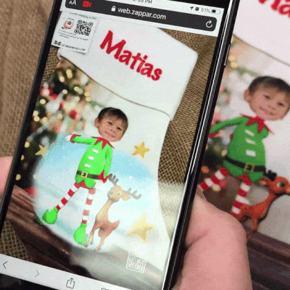 Elfie Selfie Dance™ AR Holiday Face Stocking