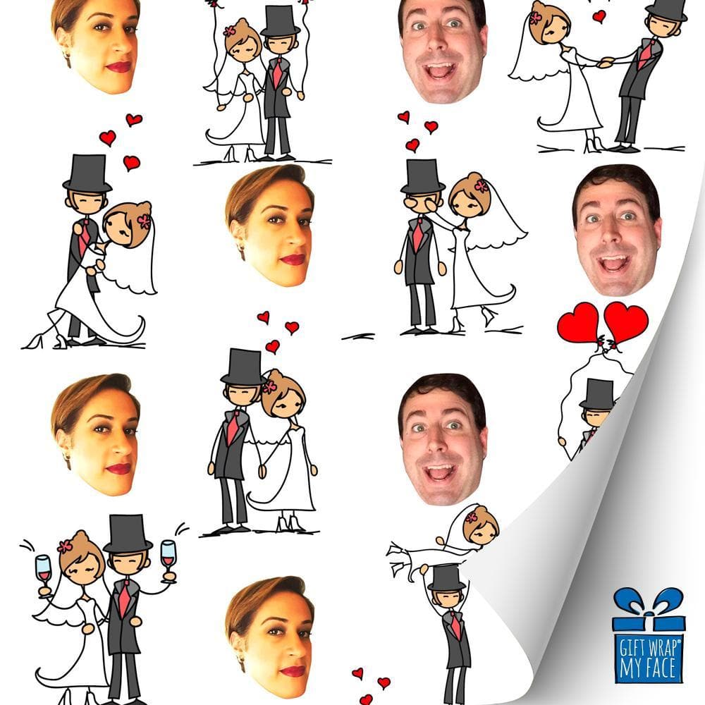 Bride And Groom Drawings Gift Wrap